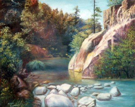 Oak Creek Boulders - An Oil Painting by Grace Leonard