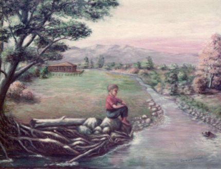 Boy by the Creek - An Oil Painting by Grace Leonard