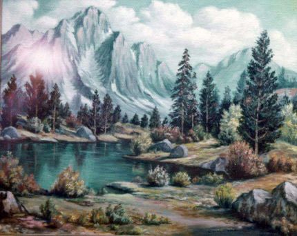 Mountain Lake 001 - An Oil Painting by Grace Leonard