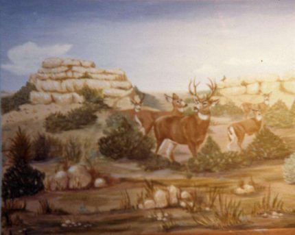 Deer at the Rocks - An Oil Painting by Grace Leonard