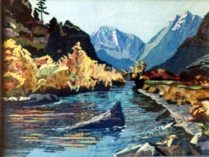 Mountain River - A Cloth Collage by Grace Leonard