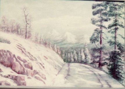 Snowy Road 003 - An Oil Painting by Grace Leonard