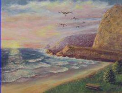 Beach Sunset - An Oil Painting by Grace Leonard