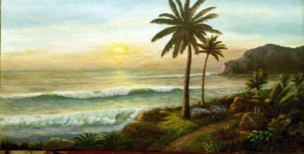 Ocean and Palms - An Oil Painting by Grace Leonard