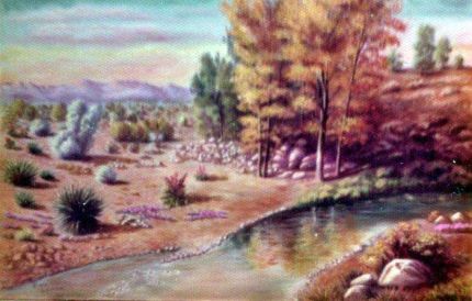 Cotton Woods by the River - An Oil Painting by Grace Leonard