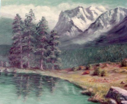 Mountain Lake in Winter 003 - An Oil Painting by Grace Leonard