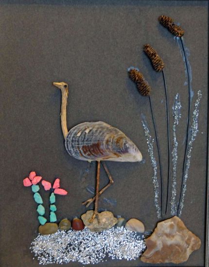 Ostrich of Shell - Collage of Various Materials by Grace Leonard