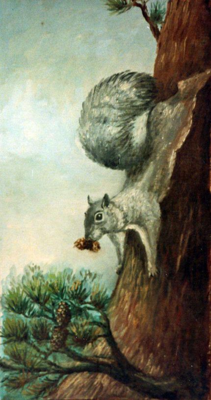 Squirrel With Nut - An Oil Painting by Grace Leonard