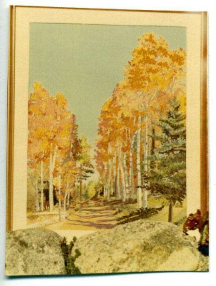 Aspens in the Fall - A Cloth Collage by Grace Leonard