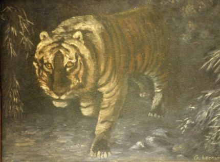 Tiger in the Dark - An Oil Painting by Grace Leonard